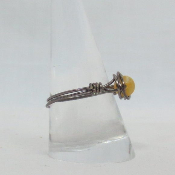 New Copper Hand Crafted Citrine Color Quartz Ring - Picture 4 of 9